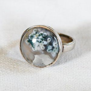 Dendritic Agate Sterling Silver Ring, Sz 7.5
